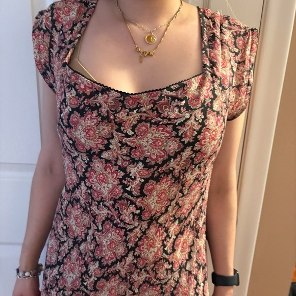 Rampage Y2K 90s Vintage Coquette Boho Floral Print Rayon Midi Dress Size 8-10 - Picture 2 of 16